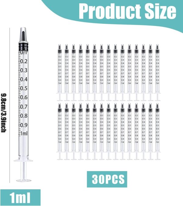 YODOOLTLY 1ml Syringe- 30 Pcs Disposable No Needle Syringe Pets Nursing Supplies for Dogs, Cats, Small Animal Feeding, Measuring, Dispensing Liquids - Image 2