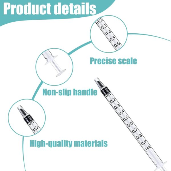 YODOOLTLY 1ml Syringe- 30 Pcs Disposable No Needle Syringe Pets Nursing Supplies for Dogs, Cats, Small Animal Feeding, Measuring, Dispensing Liquids - Image 3