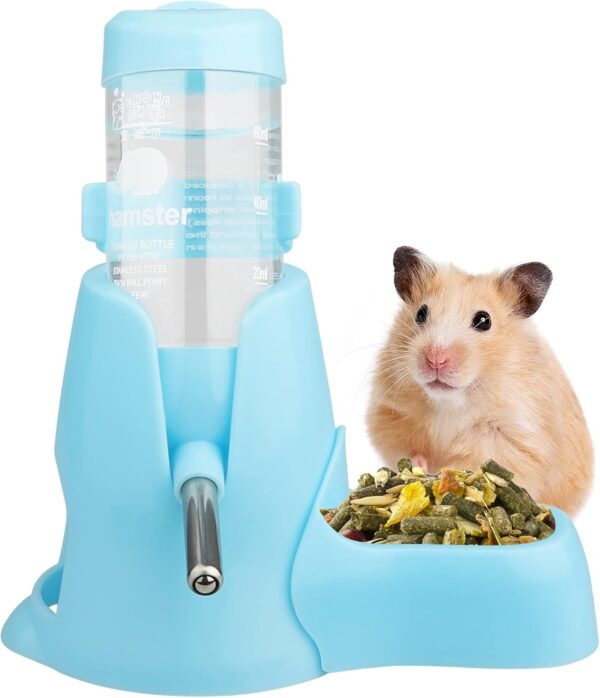 Hamster Water Bottle, [80ml] Diyife Guinea Pig Water Bottle Non Drip, Hamsters Automatic Water Dispenser, Free Standing Small Animal Water Bottle for Bunny Chinchilla Hedgehog Squirrel (Blue)