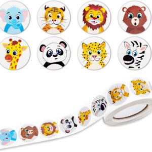 BLMHTWO 500 Pieces Adorable Animal Stickers Round Cute Stickers 8 Designs Small Woodland Animal Tiger Stickers Incentive Stickers for Kids Classroom Supplies Stickers School Teacher (1inch)