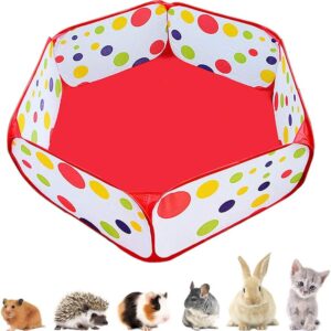 Amakunft Portable Small Animals Playpen, Outdoor/Indoor Pop Open Pet Exercise Fence, Guinea Pig Accessories Metal Wire Yard Fence C&C Cage Tent for Rabbits, Hamster, Chinchillas and Hedgehogs…