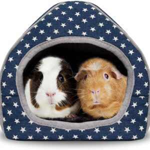 RANYPET Guinea Pig Bed - Cave Cozy Hamster House Large Hideout for Guinea pig Ferret Hedgehog Chinchilla Bearded Dragon Winter Nest Hamster Accessories Blue