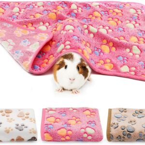 HYLYUN Guinea Pig Blanket, 3 Pack Small Animal Soft Warm Pet Fleece Blankets Sleep Mat Pad Cover Flannel Throw for Hamster Guinea Pig Rabbit Dog Cat Chinchilla Hedgehog