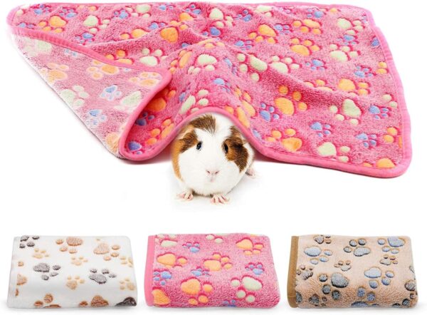 HYLYUN Guinea Pig Blanket, 3 Pack Small Animal Soft Warm Pet Fleece Blankets Sleep Mat Pad Cover Flannel Throw for Hamster Guinea Pig Rabbit Dog Cat Chinchilla Hedgehog