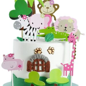 FAVORTALK Birthday Decoration 1 Set Cute Forest Small Animal Collection Cake Decorations for Baby Shower Decor Themed Party Animal Cake Toppers (Seven Small Animals in The Pink Series), 12