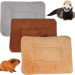 BundleMall 3 pcs Small Animal Plush Bed,Warm Fluffy Puppy Blanket,Fleece Sleep Pad Guinea Pig Hamster Rabbit Bed Mat for Kitten,Bunny,Chinchilla,Squirrel,Hedgehog (Small:15X11in, U)