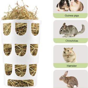 Furpaw Guinea Pig Hay Feeder, Hanging Hay Manger Food Bin Bowl, Hay Rack Multiple Angles Feeding for Chinchilla Rabbit Small Animal, White