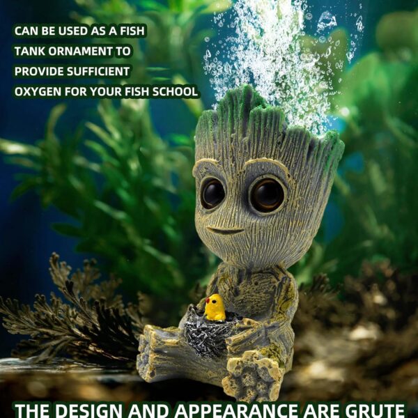 PBMLGO Aquarium Air Bubbler Ornaments Fish Tank Decorations, Aquarium Air Stone Safety Environmental Friendly Resin Groot Decorations with Air Bubbler Stone for Aquarium Fish Tank Accessories - Image 3