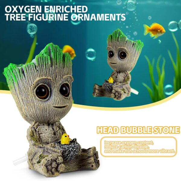 PBMLGO Aquarium Air Bubbler Ornaments Fish Tank Decorations, Aquarium Air Stone Safety Environmental Friendly Resin Groot Decorations with Air Bubbler Stone for Aquarium Fish Tank Accessories - Image 4