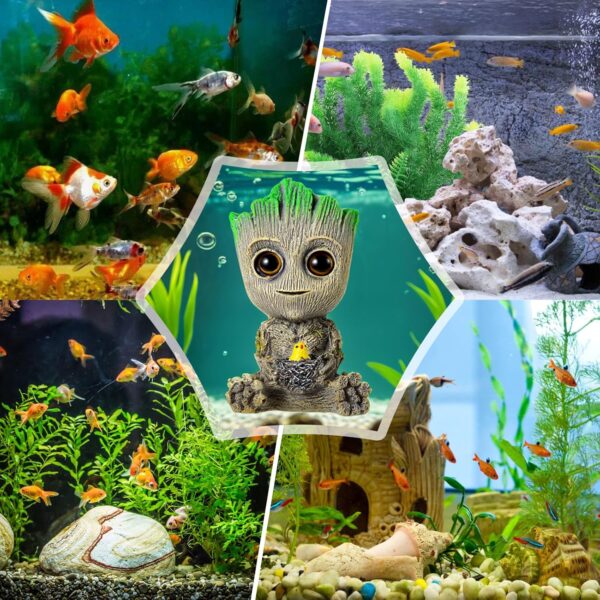 PBMLGO Aquarium Air Bubbler Ornaments Fish Tank Decorations, Aquarium Air Stone Safety Environmental Friendly Resin Groot Decorations with Air Bubbler Stone for Aquarium Fish Tank Accessories - Image 6