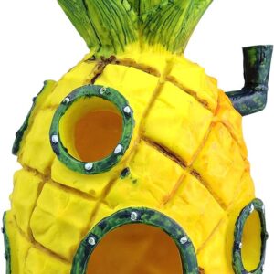 FuninCrea Aquarium Decorations, Resin Cave Ornaments Fish Tank Decoration Accessories for Pineapple House Betta Fish House Aquarium Ornament Aquatic Caves Hide Hut (Yellow)