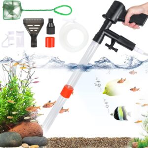 Ledeak Fish Tank Aquarium Gravel Cleaner, Quick Water Changer with Air-Pressing Button Fish Tank Sand Cleaner Kit, Aquarium Siphon Vacuum Cleaner with Fish Tank Net for Water Changing Sand Washing