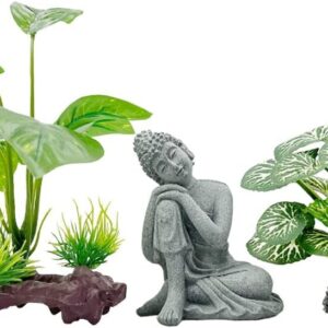 Fish Tank Decorations Aquarium Decoration Small Ornaments Accessories Betta Fish Rest Leaf Buddha (B-set)