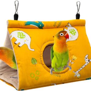 RANYPET Winter Warm Bird Nest House - Hanging Hammock Velvet Shed Hut Cage Plush Fluffy Birds Hideaway Sleeping Bed Fuzzy for Parrot Parakeet Cockatiels Budgies Lovebird African Grey