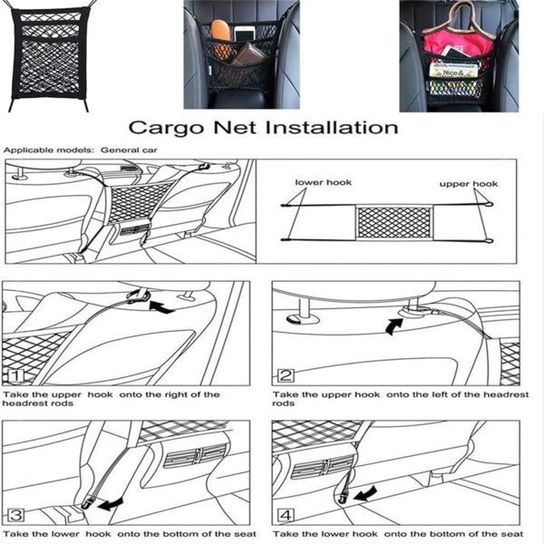 Candora Car Dog Guard Pet Barrier Dog Car Net Barrier with Auto Safety Mesh Organizer Stretchable Storage Bag Universal for Cars, SUVs,3 Layer Pet Dogs Car Driving Accessories Safety Travel - Image 7