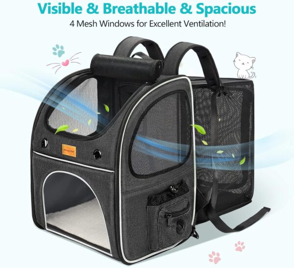 Pet Carrier Backpack, Morpilot® Expandable & Foldable Cat Backpack Inner Safety Leash + Folding Dog Bowl, Waterproof and Durable Dog Backpack for Cats and Small Dogs up to 8 kg - Image 3