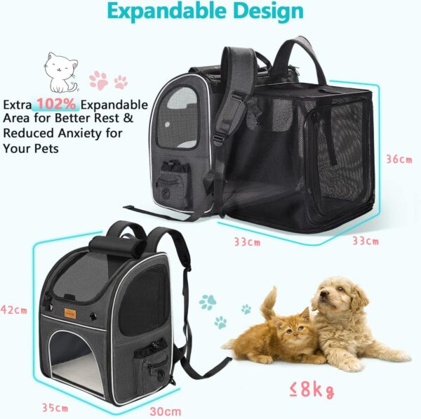 Pet Carrier Backpack, Morpilot® Expandable & Foldable Cat Backpack Inner Safety Leash + Folding Dog Bowl, Waterproof and Durable Dog Backpack for Cats and Small Dogs up to 8 kg - Image 2
