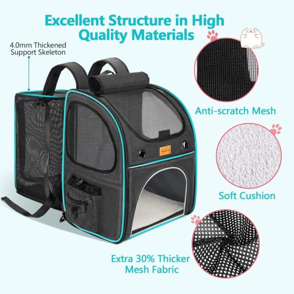 Pet Carrier Backpack, Morpilot® Expandable & Foldable Cat Backpack Inner Safety Leash + Folding Dog Bowl, Waterproof and Durable Dog Backpack for Cats and Small Dogs up to 8 kg - Image 5