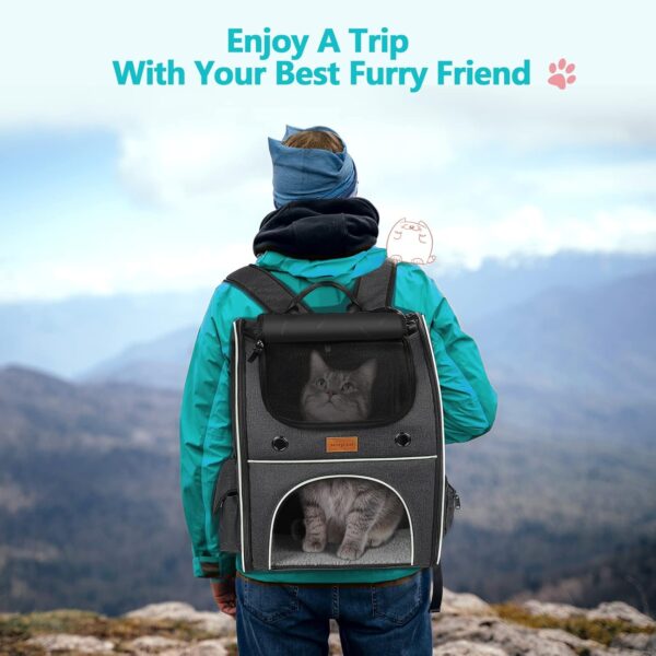 Pet Carrier Backpack, Morpilot® Expandable & Foldable Cat Backpack Inner Safety Leash + Folding Dog Bowl, Waterproof and Durable Dog Backpack for Cats and Small Dogs up to 8 kg - Image 7