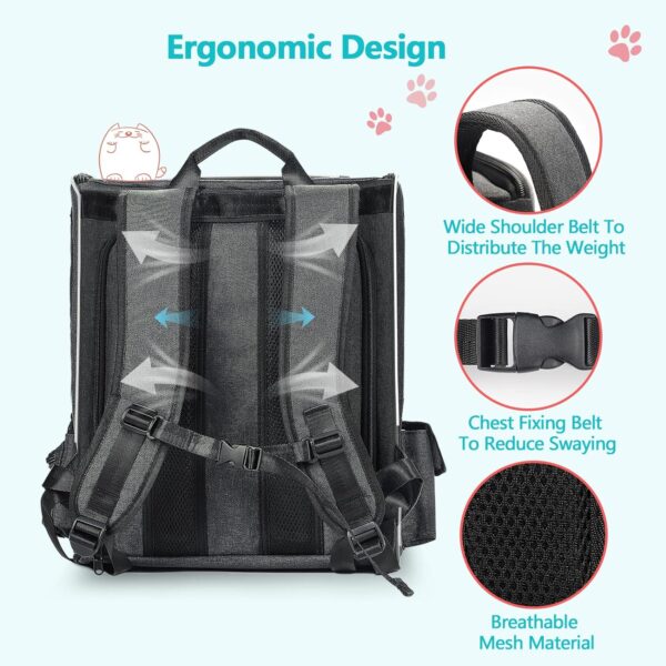 Pet Carrier Backpack, Morpilot® Expandable & Foldable Cat Backpack Inner Safety Leash + Folding Dog Bowl, Waterproof and Durable Dog Backpack for Cats and Small Dogs up to 8 kg - Image 6