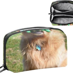 Cosmetic Bag for Women, Adorable Roomy Makeup Bags Travel Water Resistant Toiletry Bag Accessories Organizer, Golden Retriever Dog Pet