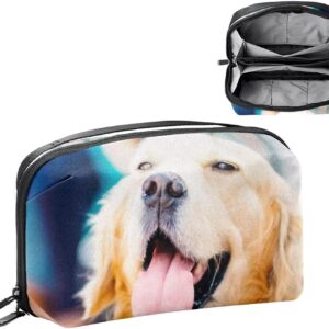 Cosmetic Bag for Women, Adorable Roomy Makeup Bags Travel Water Resistant Toiletry Bag Accessories Organizer, Animal Pet Golden Retriever