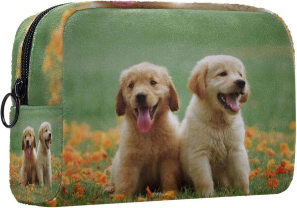 Cosmetic Bags for Women, Makeup Bag Travel Toiletry Bag Accessories Organizer, Gold Retriever Animal Dog Pet