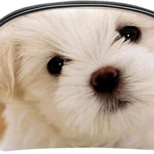 Cosmetic Bags for Women, Makeup Bag Travel Toiletry Bag Accessories Organizer, White Pet Dog