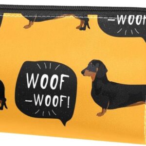 Cosmetic Bag for Women, Adorable Roomy Makeup Bags Travel Water Resistant Toiletry Bag Accessories Organizer, Cartoon Animal Dachshund Pet