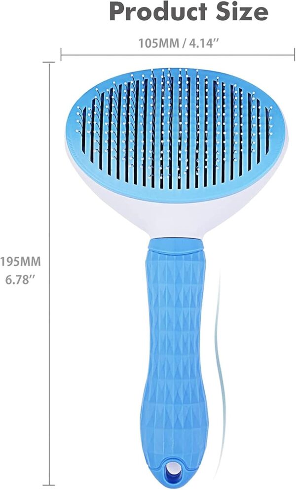 Dog Brush Cat Brush Grooming Comb,Self Cleaning Cat Dog Slicker Brushes with Smooth handle,Pet Grooming Tool with Cleaning Button for Cat Dog Shedding Tools Cat Dog Massage Clean Tangled Brush - Image 5