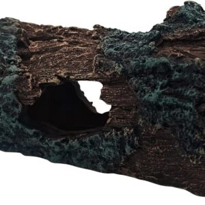 18cm Log Drift Wood Cave Hide Hole With Plant Detail Artificial Polyresin Aquarium Ornament Aquatic Model Decoration Fish Tank Marine Decor Ornaments