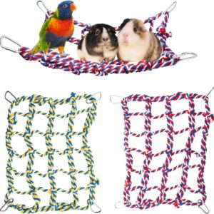 2 Pack Colorful Bird Rope Net, Rat Climbing Rope Net, Pet Hanging Hammock, Bird Ladder Rope Bridge, Small Animal Rope Net Toy, Cage Decor Accessories for Rat Hamster Bird Ferret - 28 × 20 cm