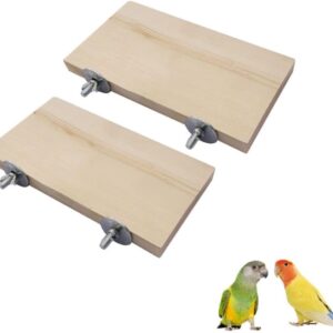 2PCS Bird Platform Flat Wooden Stand Pet Platform Climbing Platform Bird Cage Accessories for Small Animals Parakeets Budgies Chinchilla Hamster Rat Mouse Parrot