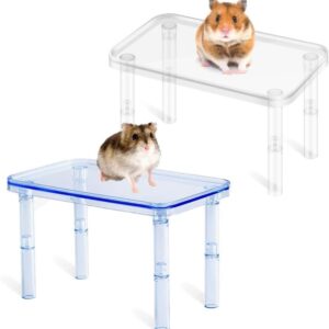 2PCS Hamster Platform,Plastic Small Animal Stand Playground with Legs,Height Adjustable Hamster Cage Toys Accessories for Guinea Pig,Gerbil,Chinchilla Rat Mouse