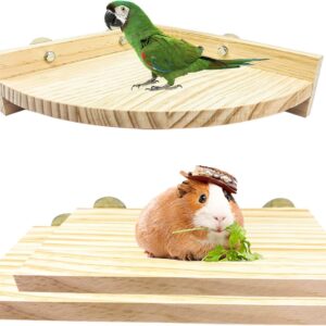 3PCS Bird Platform Perch Stand, Natural Wood Budgie Parrot Toys and Accessories for Cage for Chinchilla Mouse Rat Dwarf Hamster - Box Packaging