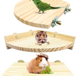 3PCS Hamster Wooden Platform Perch Stand, Natural Bird Budgie Toys and Accessories, Parrot Cage Perch for Chinchilla Mouse Rat Dwarf Hamster Small Animals - Box Packaging