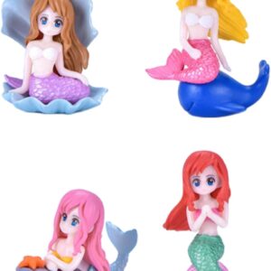 4 Pieces Aquarium Fish Tank Mermaid Ornament, Fairy Garden Miniature Mermaid Figurine Micro Landscape Aquarium Decoration for DIY Craft Aquarium Fish Tank Accessories Theme Party Decoration