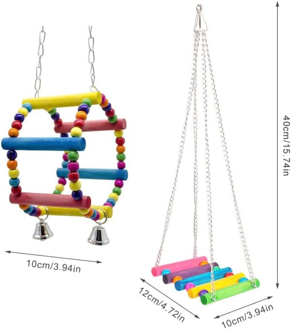 Gwotfy Budgie Toys, Bird Swing, Bird Parrot Toys, 2 Packs Bird Swing Toy, Pet Bird Parrot Parakeet Budgie Cockatiel Cage Hammock Swing Toy - Image 2
