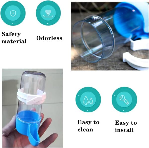 CaiHuaEr 2 PCS Bird Water Feeder Automatic Water Feeder Bird Water Bottles Bird Cage Food Feeder Cage Accessories for Cockatiel Parrots Budgie Lovebirds - Image 3