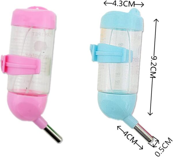 N\A 2 Pcs（80ml） Hamster Dispenser Bottle Plastic Hanging Water Bottle Small Animal Water Bottle for Rabbit, Guinea Pig, Rat, Gerbil - Image 2