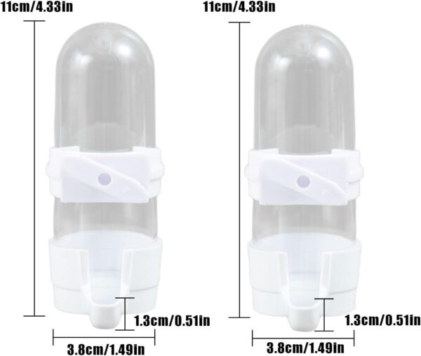 Bird Feeder Bird Water Feeder,2PCS Automatic Bird Water Dispenser for Cage,Bird Water Bottle Drinker Food Seed Dispenser Cage Accessories for Parrots Budgie Lovebirds Parakeet Cockatiel,90ML - Image 2