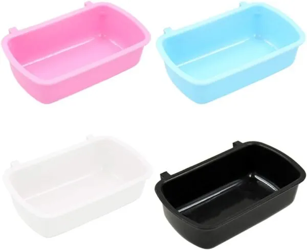 Small Animal Water Food for Case with Hooks Cage Hook Cup Bowl Rectangle for Bird Hamster Parrot - Image 3