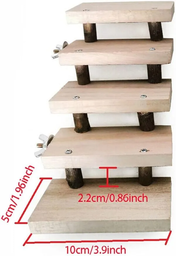 TeTupGa Natural Wooden Hamster Pet Cage Bird Platform Parrot Toy Climbing 5 Layers stair Ladder Accessories Bridge Springboard Training Tool - Image 5