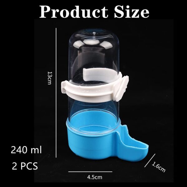 CaiHuaEr 2 PCS Bird Water Feeder Automatic Water Feeder Bird Water Bottles Bird Cage Food Feeder Cage Accessories for Cockatiel Parrots Budgie Lovebirds - Image 2