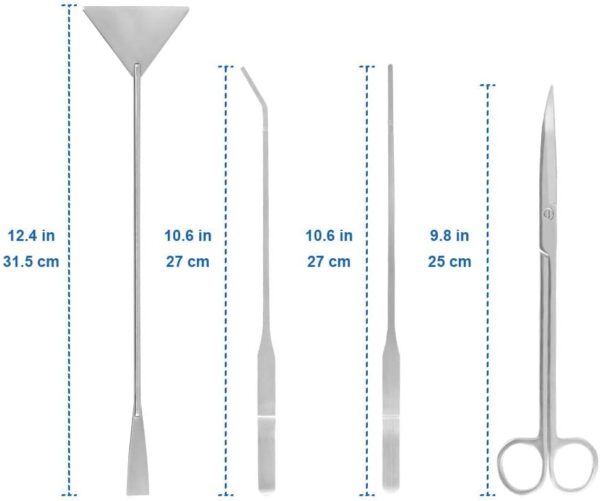 Lukovee Aquarium Tank Tool Kits, 4 in 1 Aquarium Clean Tools, Stainless Steel Tweezers Scissor Spatula, Fish Tank Plant Cutters Set for Aquatic Plants, Metal Aquarium Forceps Tools - Image 5