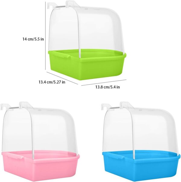MEISH Bird Bath Tub Pet Bird Bath Box with Hooks Bird Cage Hanging Bathtub Bird Cage Accessory Supplies for Parrot Canary Budgies (Dark blue) - Image 2