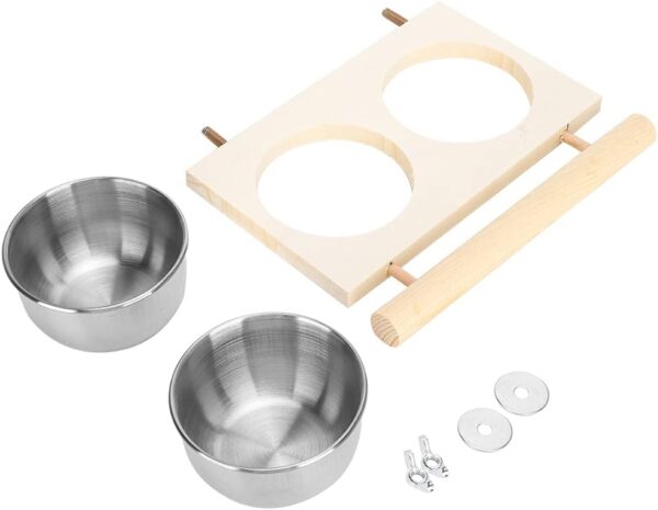 Stainless Steel Bird Feeding Bowl for Cage, Parrot Food Water Feeder Cage Accessory with Stand for Pet Birds Like Parakeet,Conure,Cockatiels,Finches - Image 2