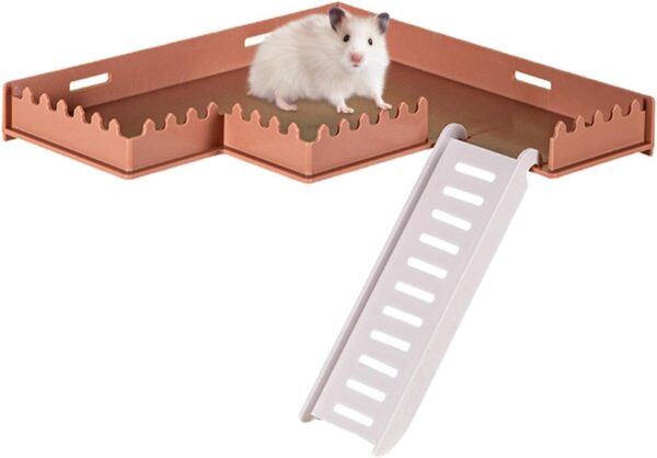 Fowybe Hamster Stand Platform - Safe PVC Play Gym with Ladder,Pet Supplies Small Animal Habitat Decor for Hamsters, Hedgehogs, Squirrels, Gerbils, Chinchillas, Parrots, Chipmunks - Image 7