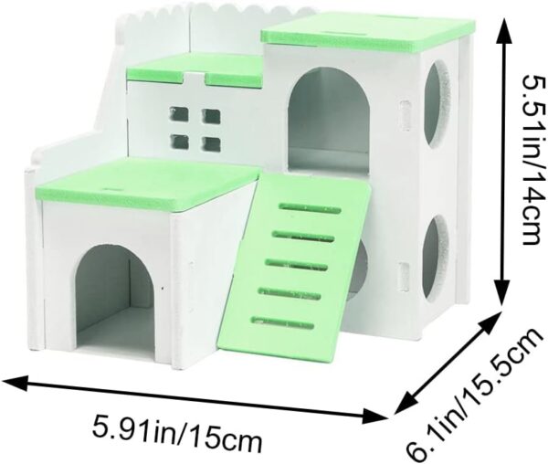 JUNPINGLIN Hamster House Small Animal Hideout for Dwarf Hamster, Syrian Hamster and Mouse Hamster Hideout Hut House Wooden - Image 5