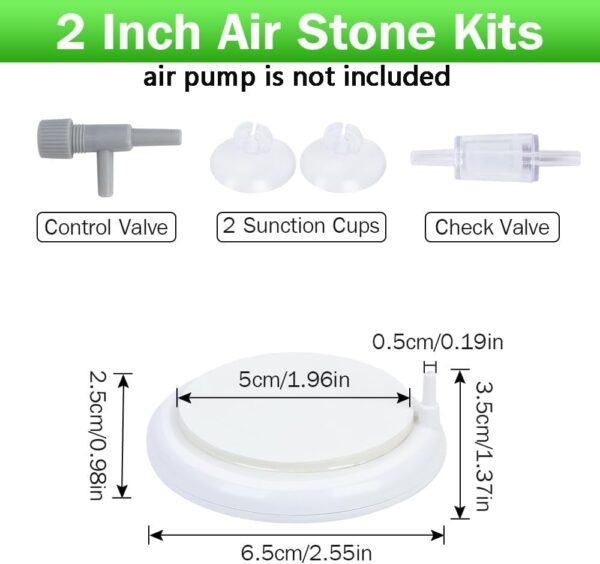 HOTOOLME Aquarium Air Stone,Fish Tank Air Stone, Ultra Silent Oxygen Bubbler,Deep Dissolving Oxygen Diffuser,Air Pump Accessories for Aquarium Fish Tank and Hydroponic (50 MM) - Image 2